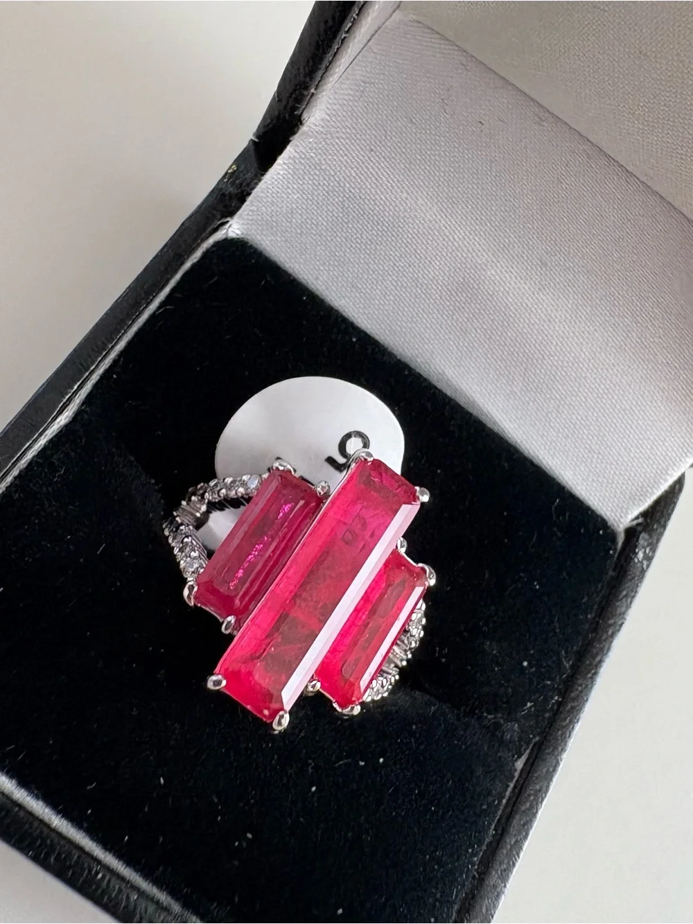 Bomb Party Decide on A Reason Ring RBP6123 Dark Pink Sapphire Rhodium Plating